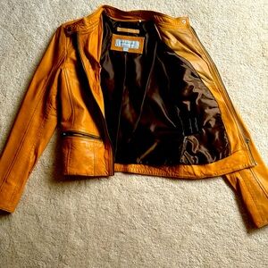 Tan leather jacket